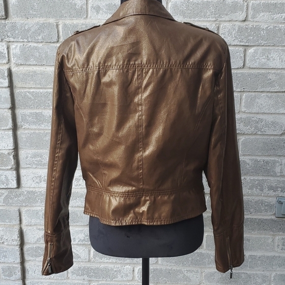 Bisou Bisou Jacket Size XL Coper Brown Biker Bomber Moto - Picture 5 of 14